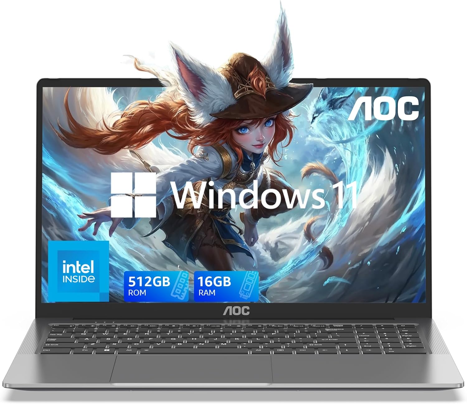 AOC 2025 Laptop, 15.6 inch FHD Screen Laptop Computer, Work Laptops with Intel N95 Processor Laptop 16GB RAM, 512GB SSD, Windows 11 Laptop Computer, Light&Thin, Metal Shell, Webcam, Type-C, USB 3.2